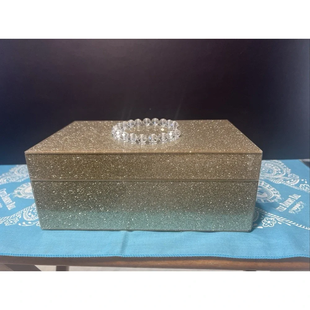 BEAUTIFUL SPARKLING GOLD INITIAL C 8X5X3 JEWELRY/TRINKET BOX  ( 1532)‎